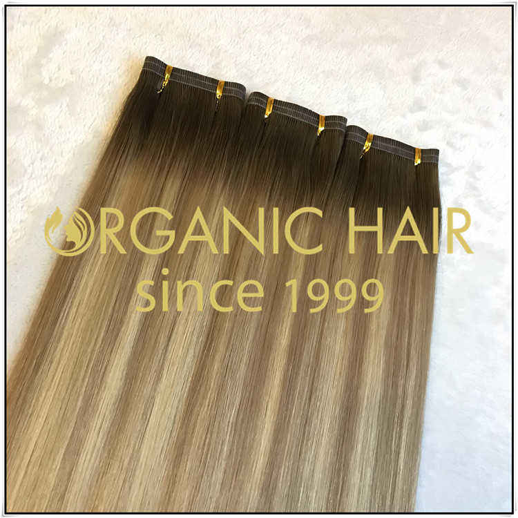 Ombre color full cuticle hybrid weft flat weft C011